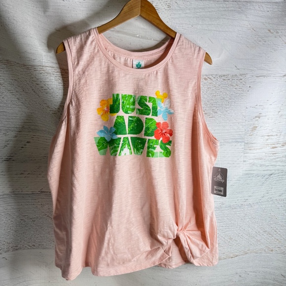 2021 Disney JUST ADD WAVES Tropical Collection Pink Tank Sleeveless Shirt Wms 2X - Picture 1 of 7